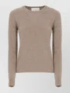 Vanisé Merino Wool Crew Neck Long Sleeve Sweater In Brown