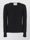 Vanisé Black Cashmere Sweater With Ribbed Trims In Multi