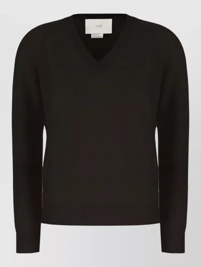 Vanisé Cashmere Sweater Long Sleeves Regular Fit V Neck In Black