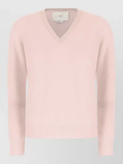 Vanisé Cashmere Sweater V Neck Long Sleeves In Pink