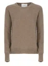 Vanisé Cashmere Sweater With Ribbed Trims In Brown