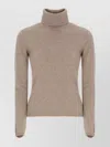Vanisé Cashmere Turtleneck Sweater Long Sleeves Ribbed In Brown