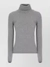 Vanisé Cashmere Turtleneck Sweater Ribbed Trims In Gray