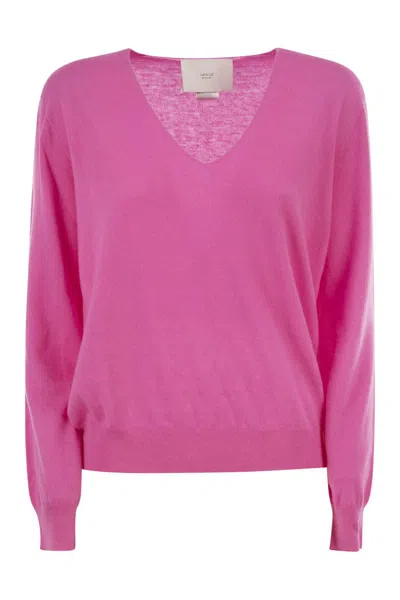 Vanisé V-neck Cashmere Sweater In Pink