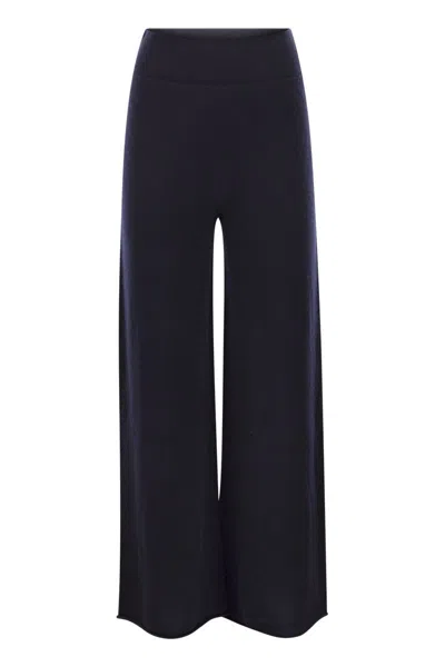 Vanisé Cashmere Wide-leg Trousers In Blue