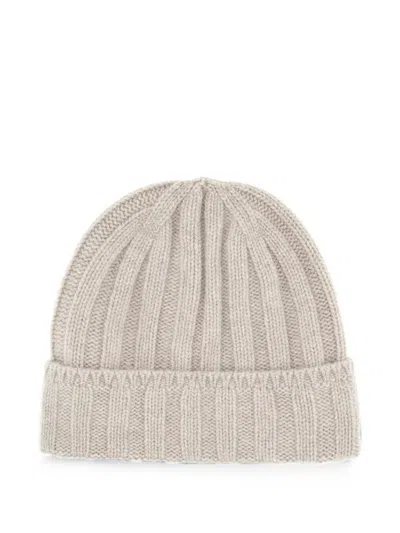 Vanisé Chalk Ribbed-knit Beanie Hat In Gray