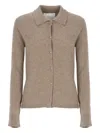 Vanisé Cashmere Long Sleeve Collared Knit Cardigan In Nude