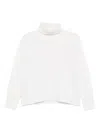 Vanisé Cream Knit Sweater With Turtleneck In White