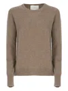 Vanisé Cashmere Sweater With Ribbed Trims In Brown