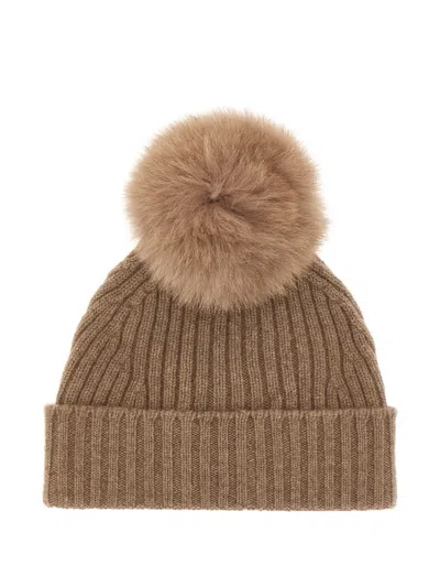 Vanisé Cuffie Ribbed-knit Beanie Hat In Brown