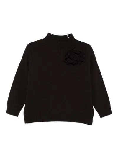 Vanisé Embroidered High-neck Sweater In Black