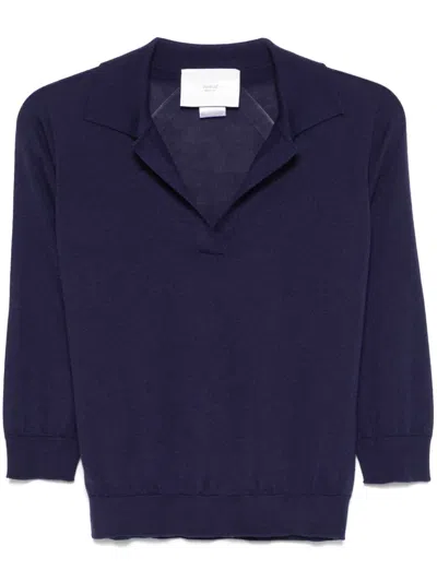 Vanisé Fein Geripptes T-shirt In Blau