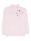Vanisé Floral Appliqué Sweater In Pink