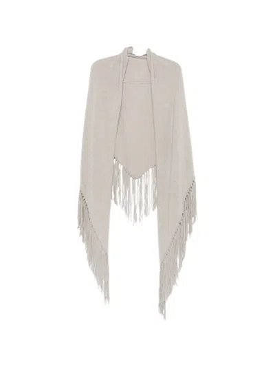 Vanisé Fringed Cashmere Cape In Neutral