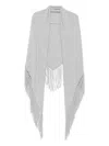 Vanisé Fringed-trim Wool Poncho In Gray