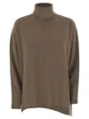 Vanisé Giuly High-neck Asymmetrical Sweater In Brown