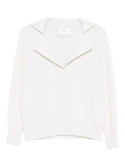 Vanisé 'gloria' Wool Sweater With V-neck Vanise In White
