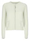 Vanisé Green Cashmere Cardigan In White