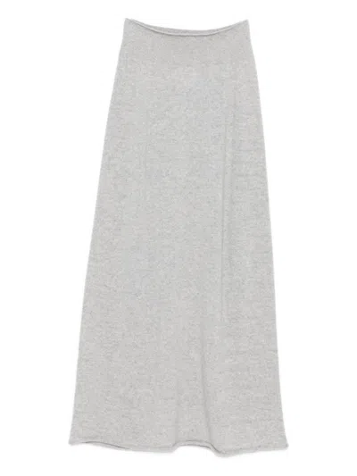 VANISÉ HEATHERED GREY CASHMERE MAXI SKIRT