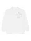 Vanisé Creamy White Sweater With Textured Floral Applique In White