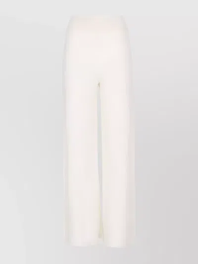 Vanisé High-waisted Wide-leg Trousers Elastic Waist In White