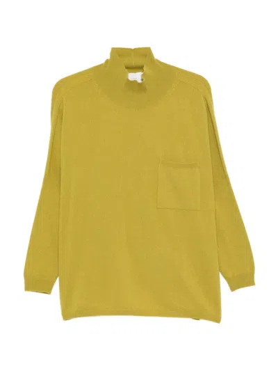 Vanisé High-neck Chest-pocket Sweater In Green