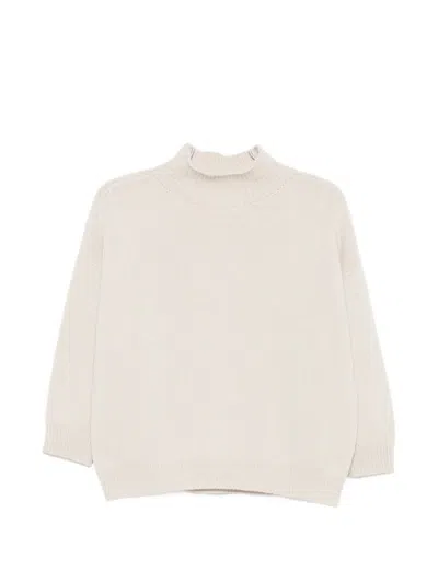 Vanisé High-neck Drop-shoulder Sweater In Neutral