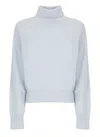 Vanisé Long Sleeve Ribbed Turtleneck Sweater For Women In White