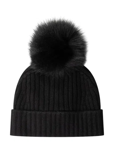 Vanisé Lola Pom-pom Cuff Hat In Nero