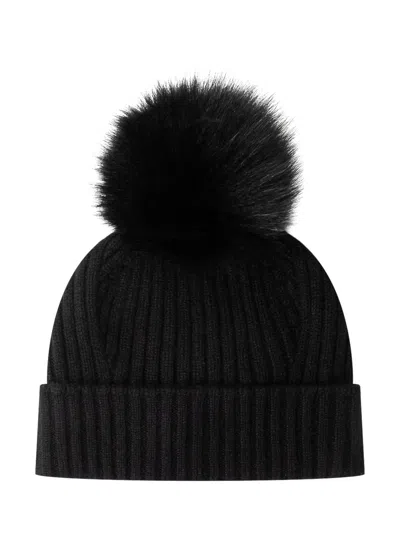 Vanisé Lola Pom-pom Cuff Hat In Nero