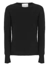 Vanisé Black Cashmere Sweater With Ribbed Trims In Black