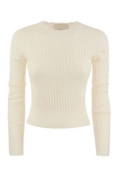 Vanisé Lulu - Ribbed Cropped Cashmere Knitwear In Ivory