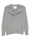 Vanisé Medium Grey Knit Sweater With Folded Collar In Gray