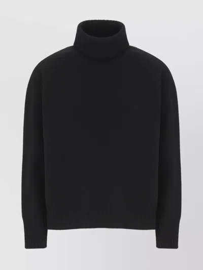 Vanisé Merino Cashmere Blend High Neck Sweater In Black