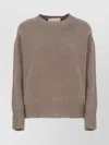 Vanisé Merino Wool Crew Neck Long Sleeve Sweater In Neutral