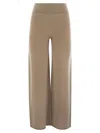 Vanisé Wide-leg Cashmere Trousers With Ribbed Waistband In Brown