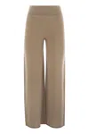 Vanisé Wide-leg Cashmere Trousers With Ribbed Waistband In Brown