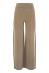 Vanisé Wide-leg Cashmere Trousers With Ribbed Waistband In Brown