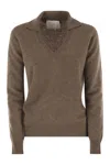 Vanisé Patty - V-neck Jumper With Polo Collar In Brown