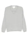 Vanisé Pearl-embellished V-neck Jumper In Gray