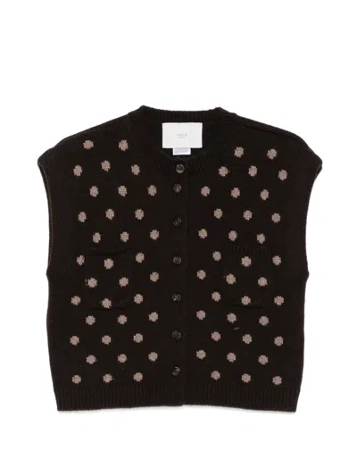 Vanisé Polka-dot Button-up Gilet In Brown