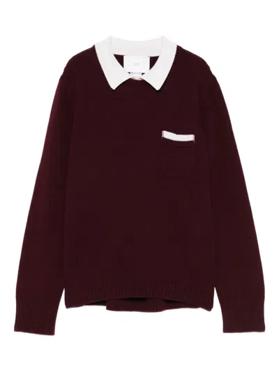 Vanisé Polo-collar Sweater In Burgundy