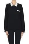 Vanisé Polo Style Pullover In Black