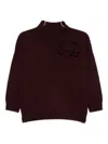 Vanisé Relaxed-fit Burgundy Sweater With Textured Floral Applique In Burgundy