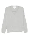 Vanisé Relaxed-fit Gray Sweater With Pearl Button Details In Gray