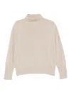 Vanisé Ribbed Neckline Beige  Sweater In Neutral