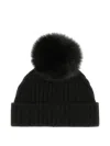 Vanisé Ribbed Pom-pom Beanie Hat In Black