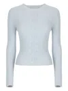 Vanisé Fitted Ribbed Knit Sweater With Long Sleeves In Blue
