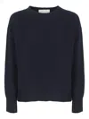 Vanisé Merino Wool Long Sleeve Crew Sweater In Blue