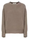 Vanisé Merino Wool Crew Neck Long Sleeve Sweater In Brown